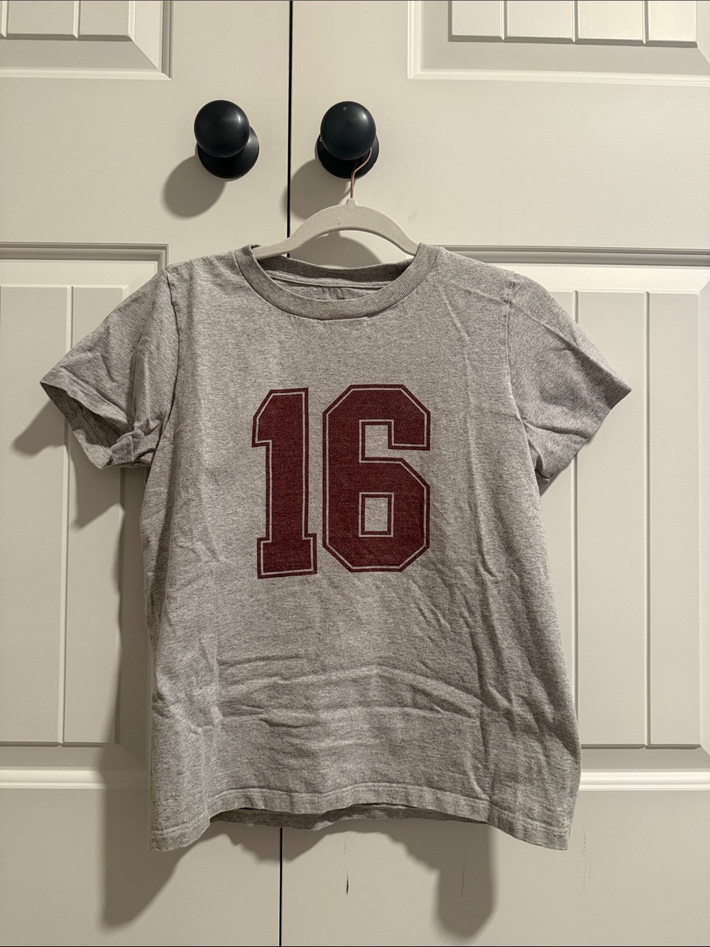 Heather Gray Tee with Burgundy '16' Graphic